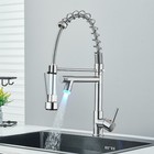 Brush Nickel Kitchen Sink Faucet Waterfall LED Single Handle Pull Down Mixer Tap — photo 5