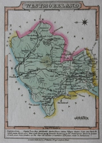 Original antique map, WESTMORELAND, KENDAL, PENRITH, Wallis / Martin c.1818 - Picture 2 of 2