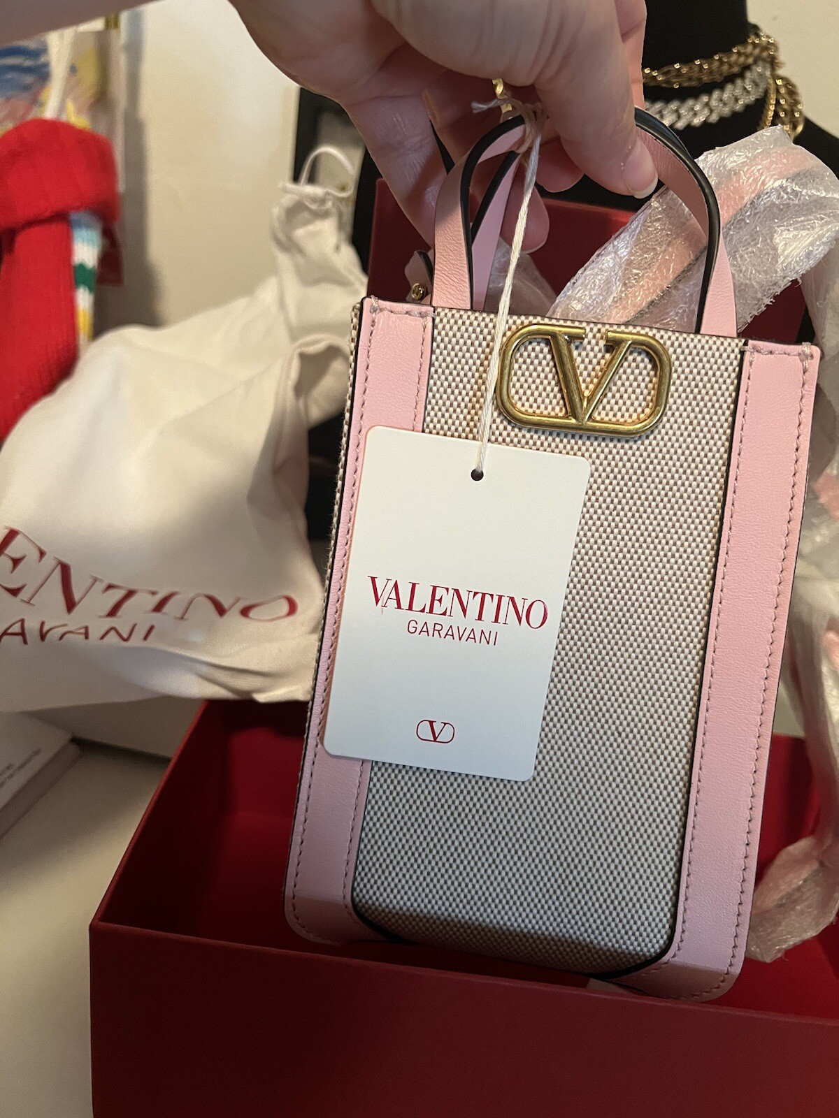 Valentino VLogo Signature canvas phone pouch