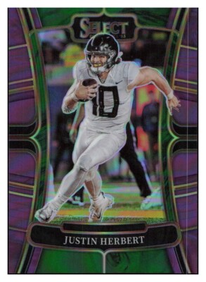 E501 JUSTIN HERBERT 2023 SELECT PURPLE PRIZM REFRACTOR 48/75 #34 OREGON RARE SP