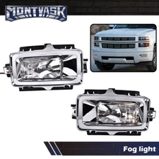 Chrome Fog Light Lamps W/Bulb+Bezel Fit For 2013 2014 2015 Chevrolet Silverado