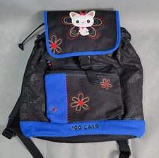 SANRIO 100 CATS Smile With Sanrio BACKPACK Blue Black Fleece EMBROIDERY