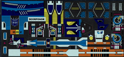 TRANSFORMERS GENERATION 1, G1 DECEPTICON SCORPONOK REPRO LABELS / STICKER