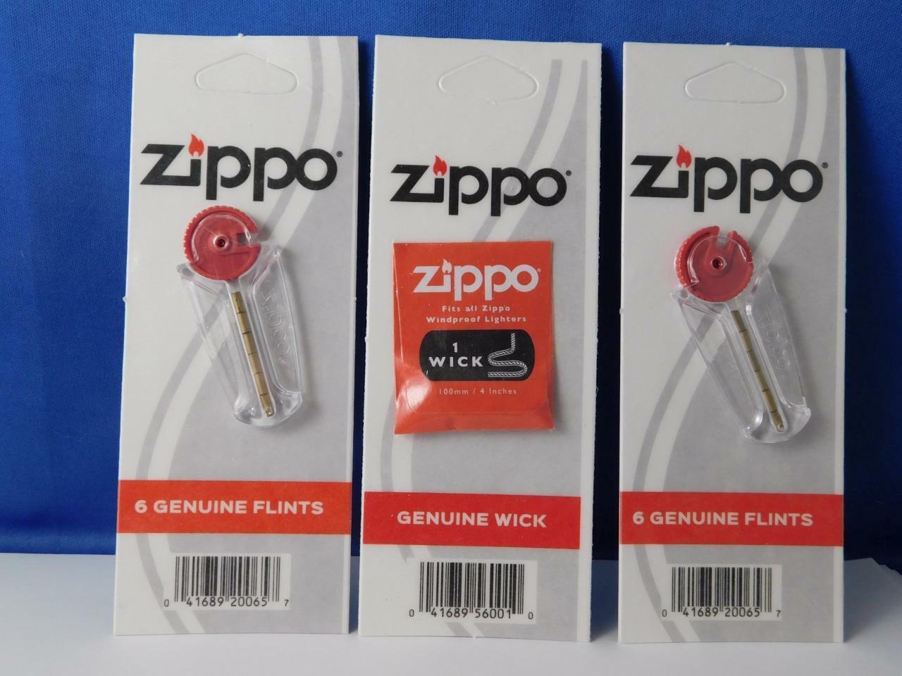 ZIPPO LIGHTER LOT FLINTS WICKS GENUINE PARTS 2 PACKAGES FLINT 1 WICK | eBay