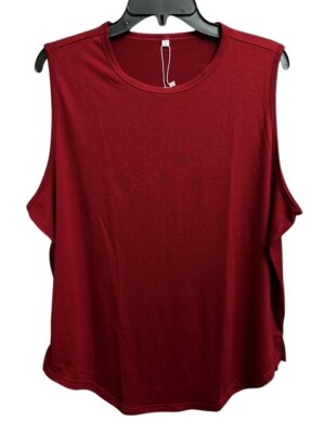 LecGee Men's Large Tank Top Bold Red Burgundy Gym Fitness Workout Shirt Dry Fit