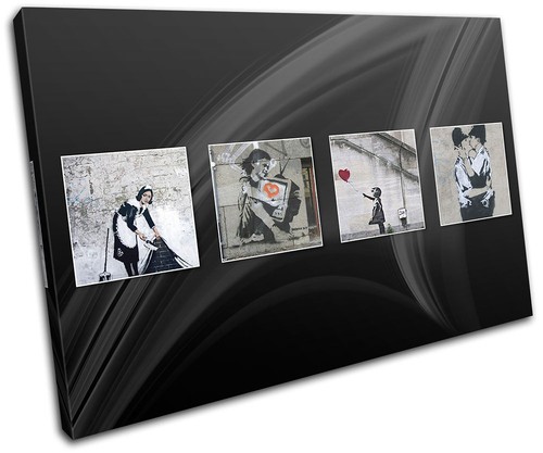 Cave Painting Urban Gift Banksy Street TREBLE TELA parete arte foto