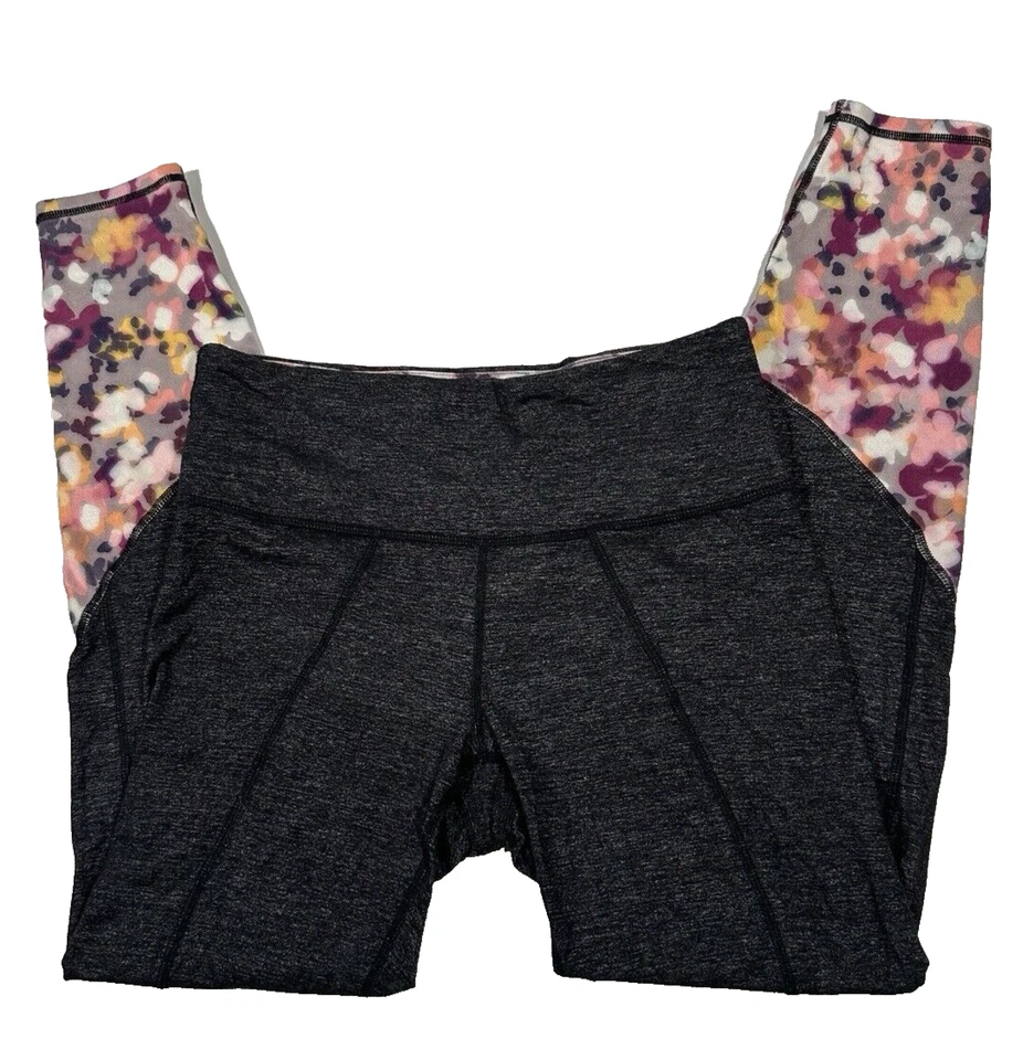 Leggings Athleta negros jaspeados con detalles multicolores Foto 2 de 4