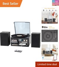 10 in 1 Vintage Record Player, 3 Speed Turntable with 2 External Speakers, Wi...