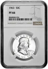 1963 50C Proof Silver Franklin Half Dollar NGC Graded PF 66 White Coin