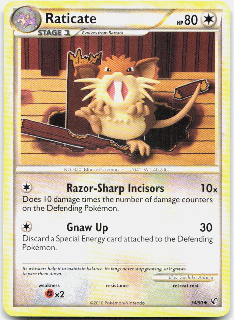 Raticate Uncommon Undaunted 34/90 NM
