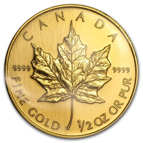 1990 Canadian Gold Maple Leaf 1/2 oz — photo from the most recent tracked eBay sale