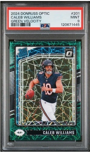 2024 Panini Donruss Optic - Rated Rookie Caleb Williams #201 Green Velocity PSA…