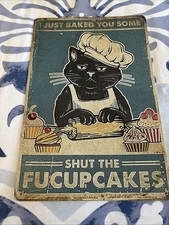 NEW Black Cat Sign Wall Decor  8 X 12 Metal Sign Banner