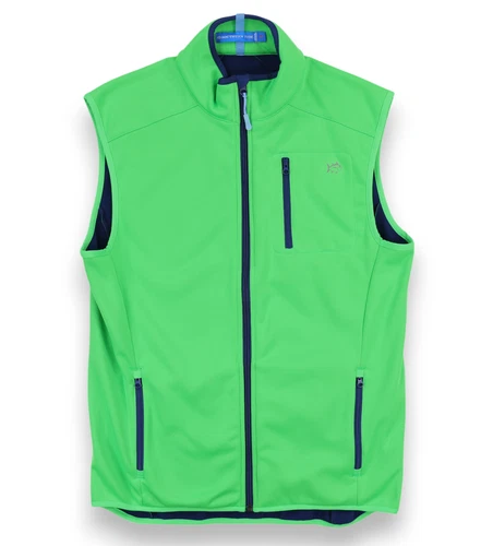 Southern Tide Full Zip Performance Vest Men Medium Neon Green Golf Tide to Trail - product listing photo