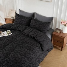 Tufted Duvet Cover Set Queen Size, Soft and Washed Microfiber Duvet Cover wit...