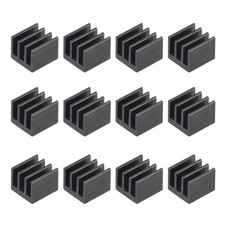 7x7x6mm Black Thermal Sticky Aluminum Heatsink Electronics Cooler 12 Pcs