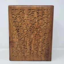 The URN Co. Handcrafted Wooden Decorative Box With Floral Carving