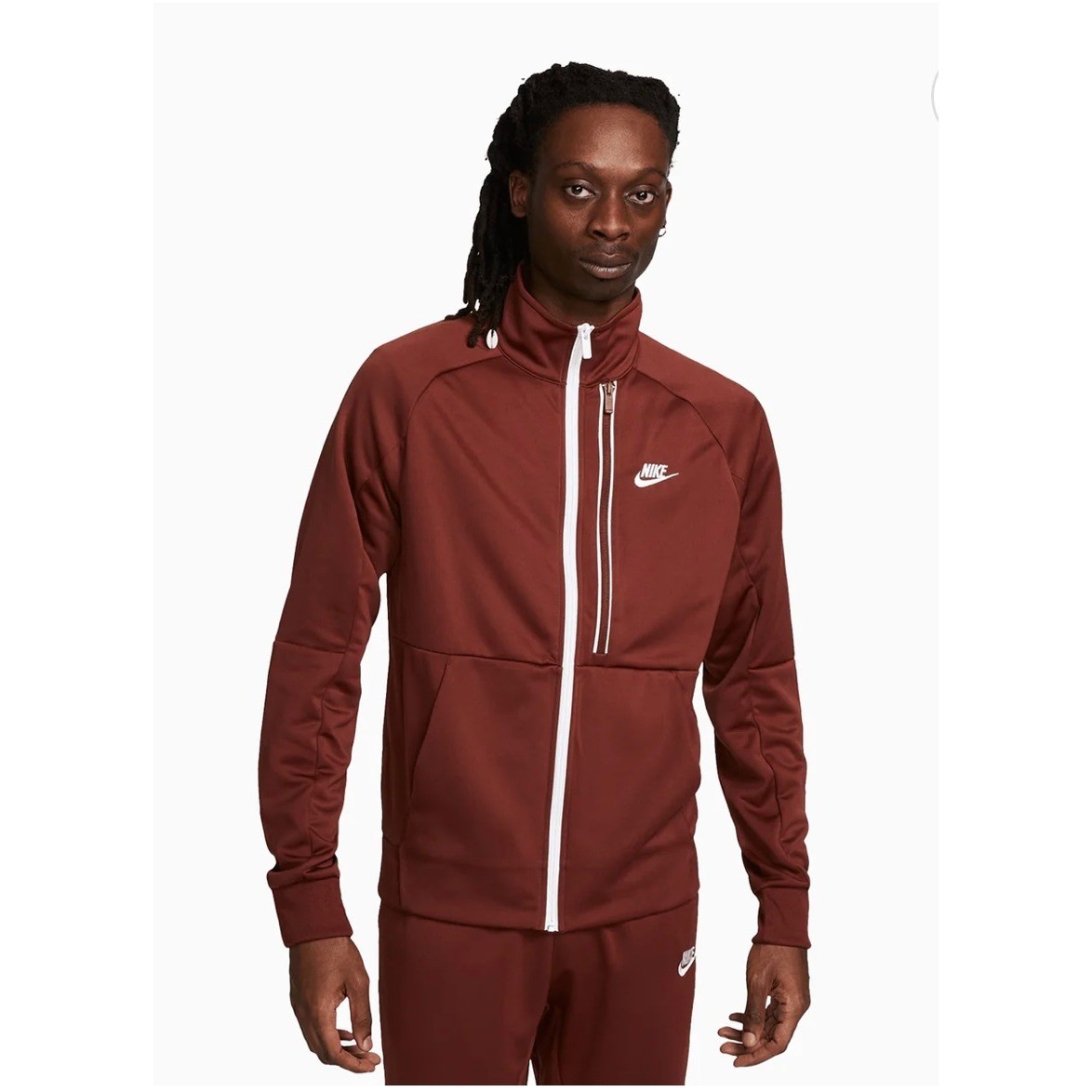 SACAI X NIKE Giacca Nike Uomo S Tribute Full Zip Track Warm Up Marrone Abbigliamento Sportivo Running