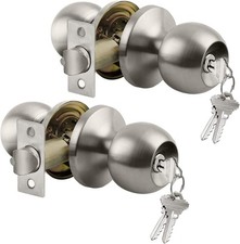 2 Pack Entry Door Knob with Lock, Keyed Different Door Lock for Exterior Door