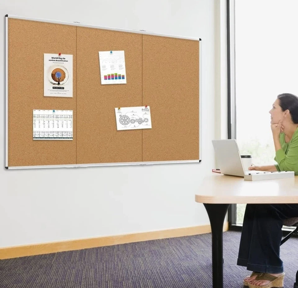 VIZ-PRO Large Cork Bulletin Board/Foldable Noticeboard, 96 X 48 Inches - Image 4 of 4