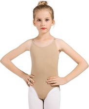 NEW DANSHOW Girl's Nude Seamless Camisole Undergarment Leotard Size 5-6yrs