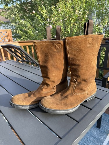 Men Italian Suede Boots Size 12 Brown Leather Made In… - Gem