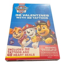 Paw Patrol 32 Valentines with 32 Tattoos Kids Party Cards 2024