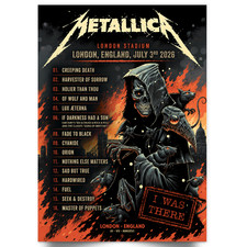Metallica M72 Tour 5th July 2026 Poster London Stadium London Setlist A5-A1