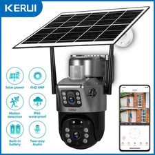 Dual Lens WiFi Solar Battery Camera Wireless Outdoor CCTV 4MP Security Camera US
