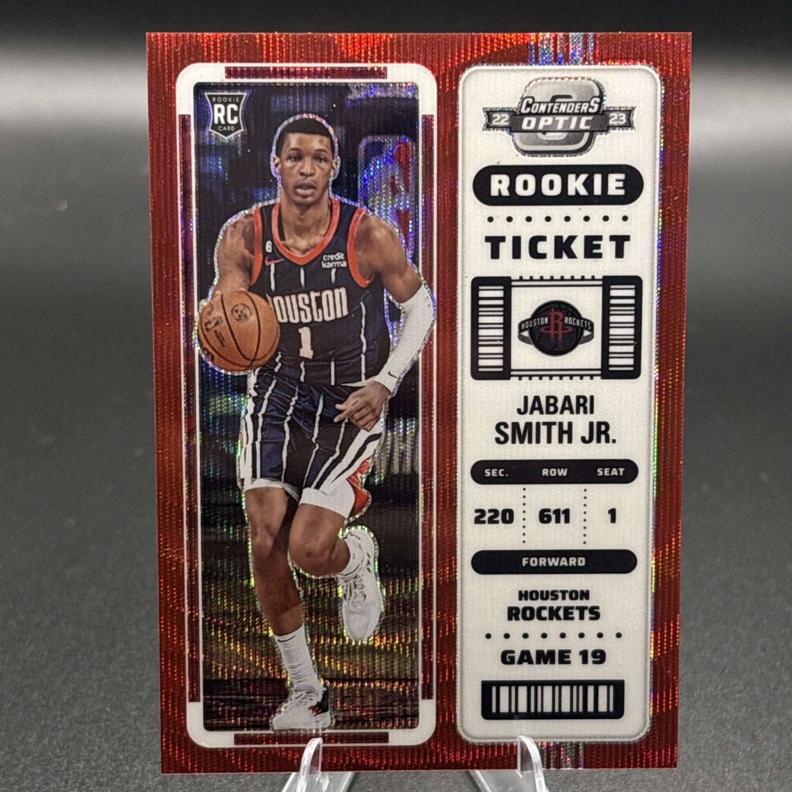 Jabari Smith Jr #6 Red Wave Rookie Ticket 2022-23 Optic Contenders