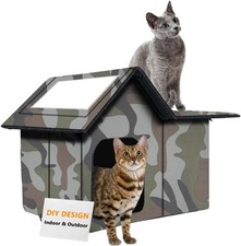 Outdoor Cat House Weatherproof, Large Feral Cat House for Winter, Collapsible Ou