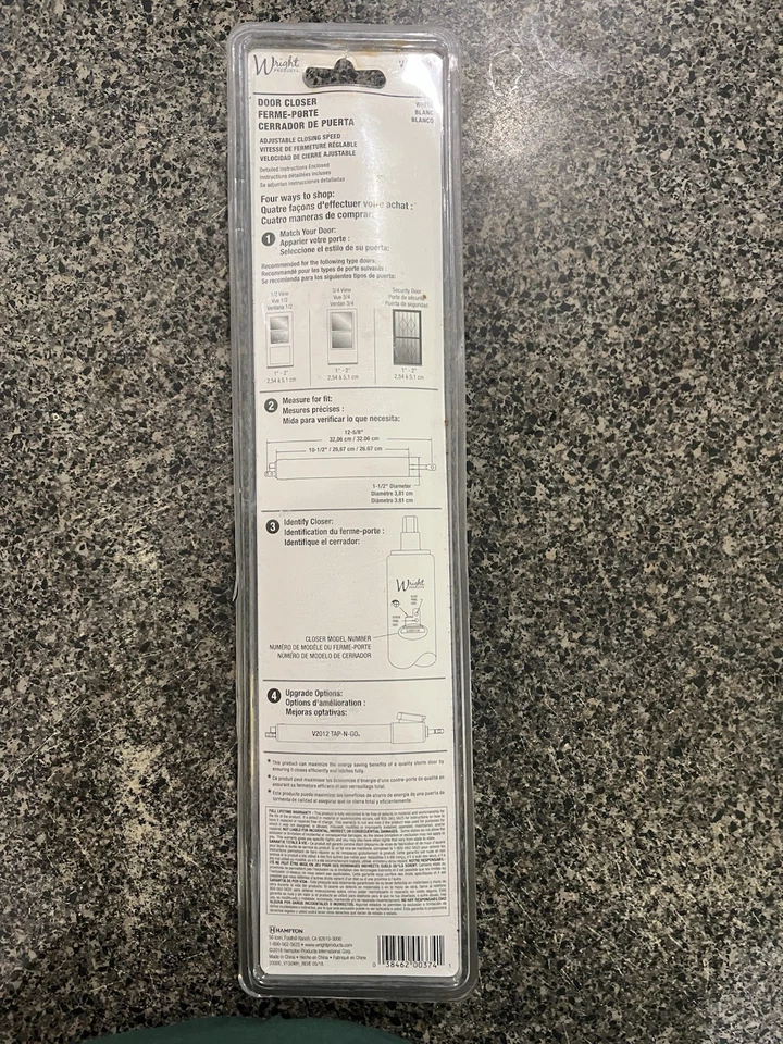 Wright Products V920WH Standard Duty Pneumatic Screen Storm Door Closer White - Imagem 2 de 2