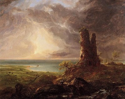 Thomas Cole Romantic Landscape with Ruined Tower 1836 17''x22'' Archival Art Print
