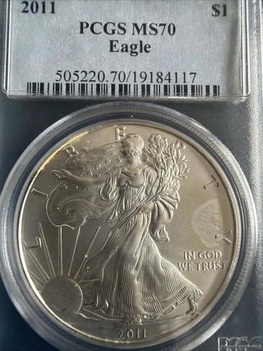 2011 (S) SILVER EAGLE PCGS MS70 STRUCK AT SAN FRANCISCO MINT With Milk Spots