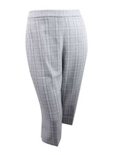 Tahari ASL Women's Petite Plaid Wide-Leg Crppped Pants