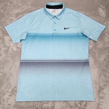 Nike Golf Polo Shirt Mens Large Blue Dri-FIT Ombre Gradient Swoosh 725537-418