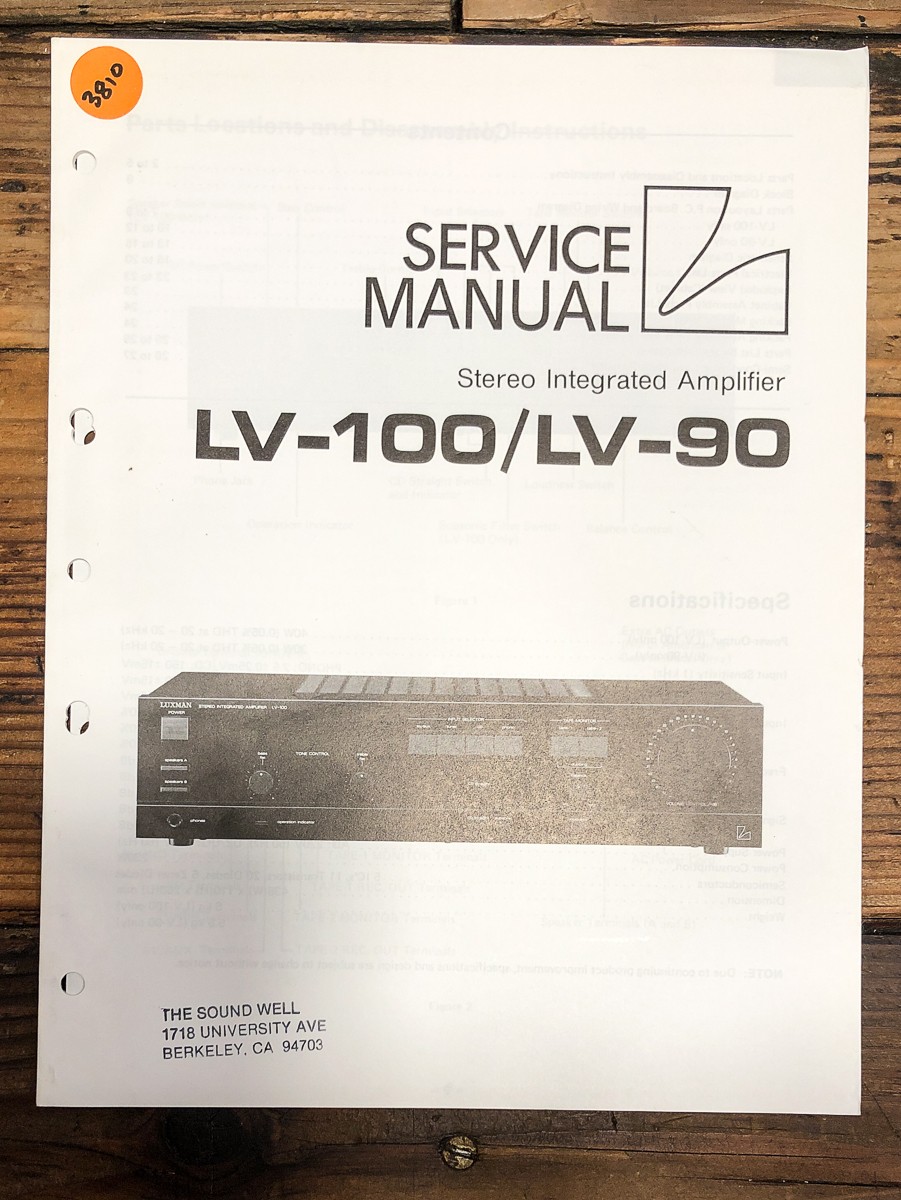 Luxman LV-90 LV-100 Receiver Service Manual *Original*