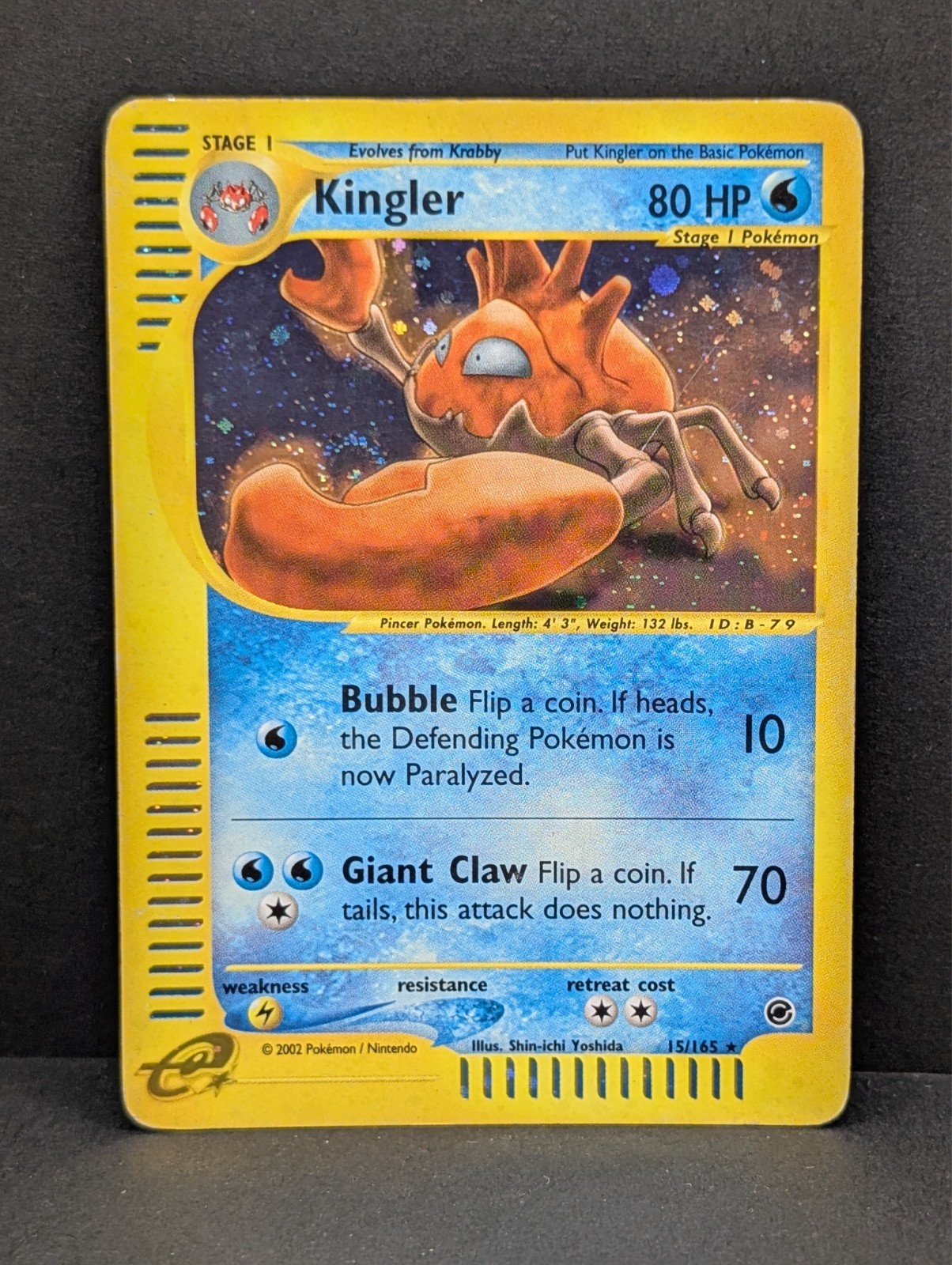 Kingler 015/165 Expedition Base Set Holo Rare Pokemon TCG Nintendo e-reader ink