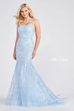 Ellie Wilde EW122032 Light Blue sz 4 Mermaid Embroidered Gown Prom Lace Up $800