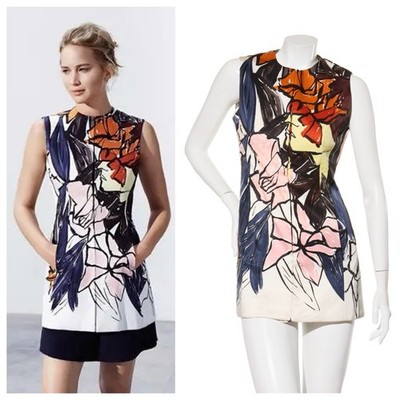 Christian Dior Raf Simons Cruise 2015 Silk Dress Jennifer Lawrence FR 38 / US 6