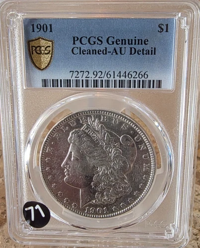 1901-P Morgan Silver Dollar PCGS-Graded/Gold Shield AU Detail Historic !!