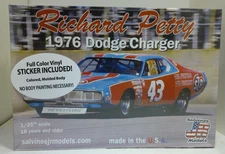 Salvinos JR Models RPDC1976D-vinyl Richard Petty 1976 Dodge Charger w/Sticker