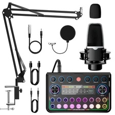 Podcast Equipment Bundle,Audio Interface with Studio Condenser Microphone for...