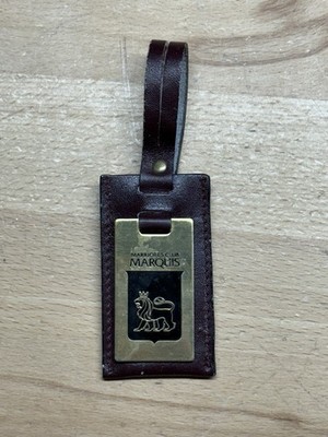 Vtg Marriott's Club Marquis Leather Luggage Bag Tag 