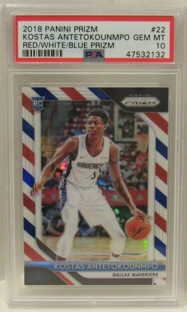 Kostas Antetokounmpo RC 2018 Panini Prizm #22 RWB Refractor Rookie PSA 10 GEM