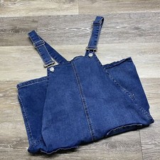SKY SPARROW Adjustable Straps Dark Wash Blue Denim Jean Jumper Skirt Womens XS
