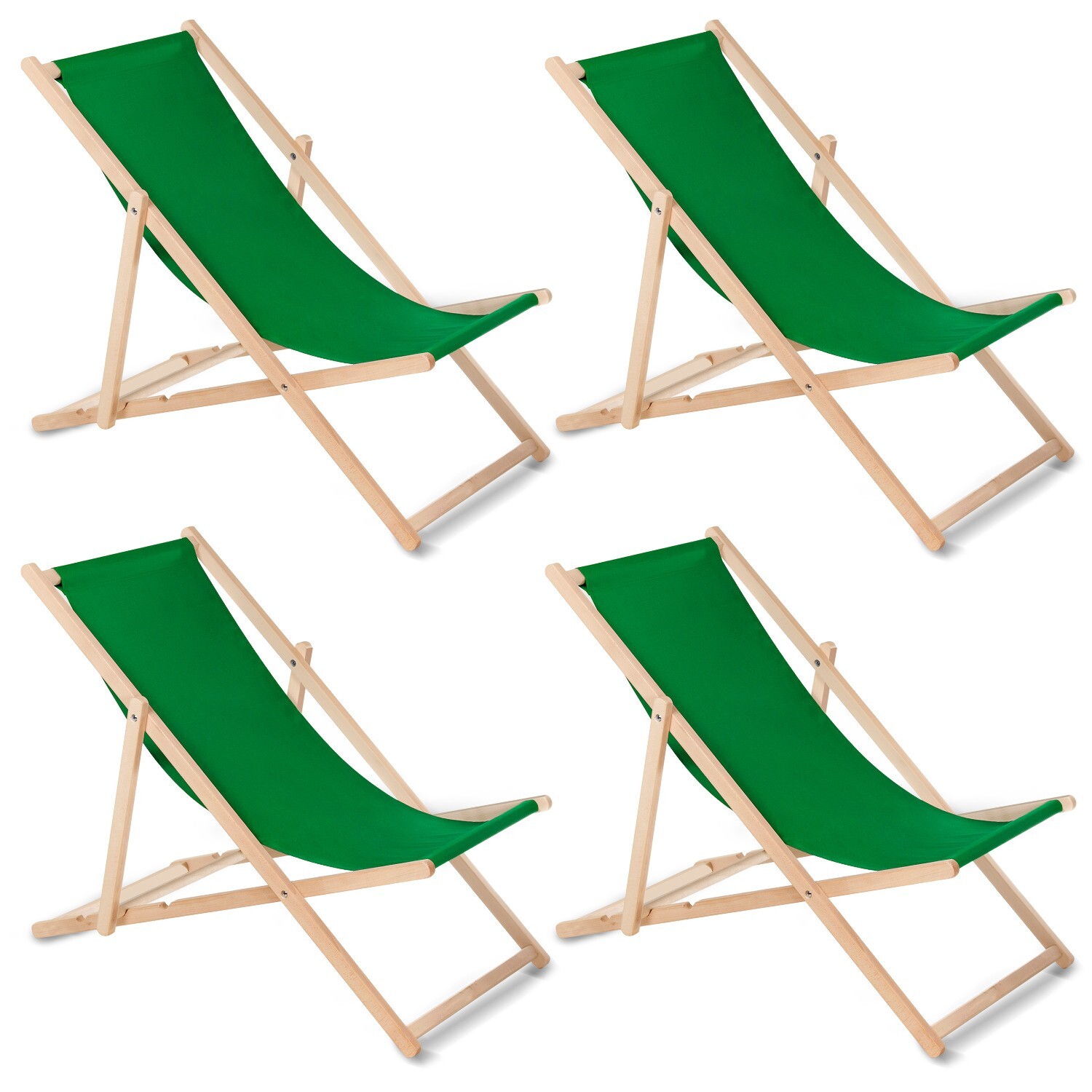 Chaise longue de plage verte pour vos après-midis farniente au soleil, 4x