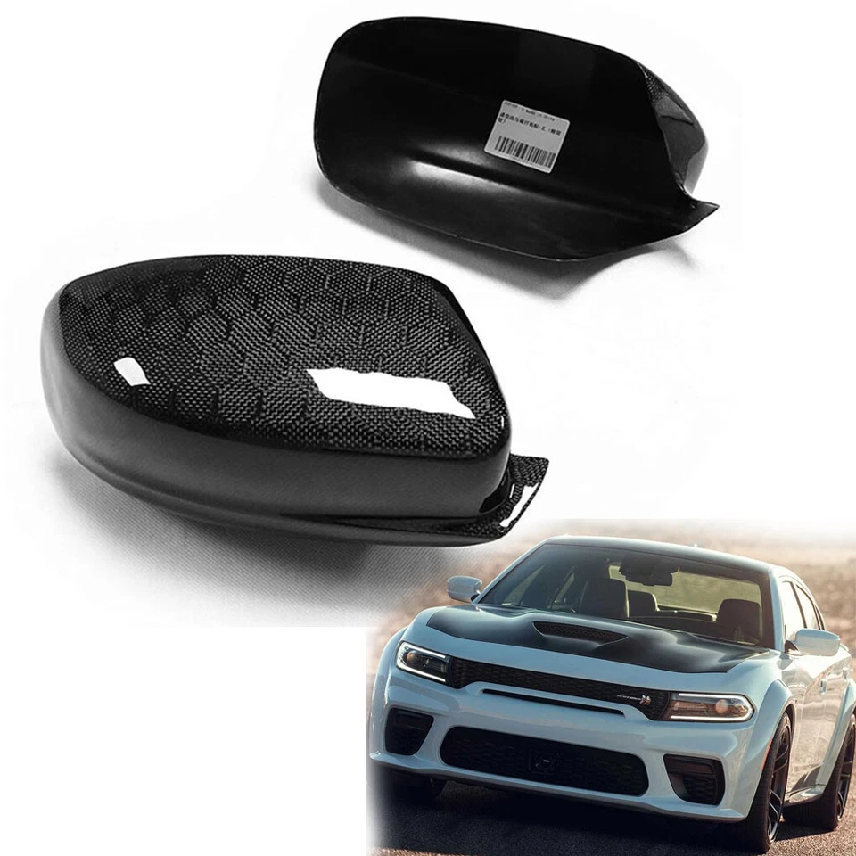 For Dodge Charger 2011-2023 Honeycomb Real Carbon Fiber Side Mirror Cover Cap Foto 2 de 4