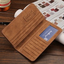 Men's Bifold Leather Breast Pocket Card Holder Suit Purse Long Wallet Checkbook