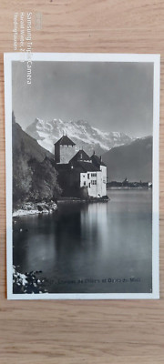 Postkarte Chateau de Chillon et Dents du Midi 12.01.1926 gel_